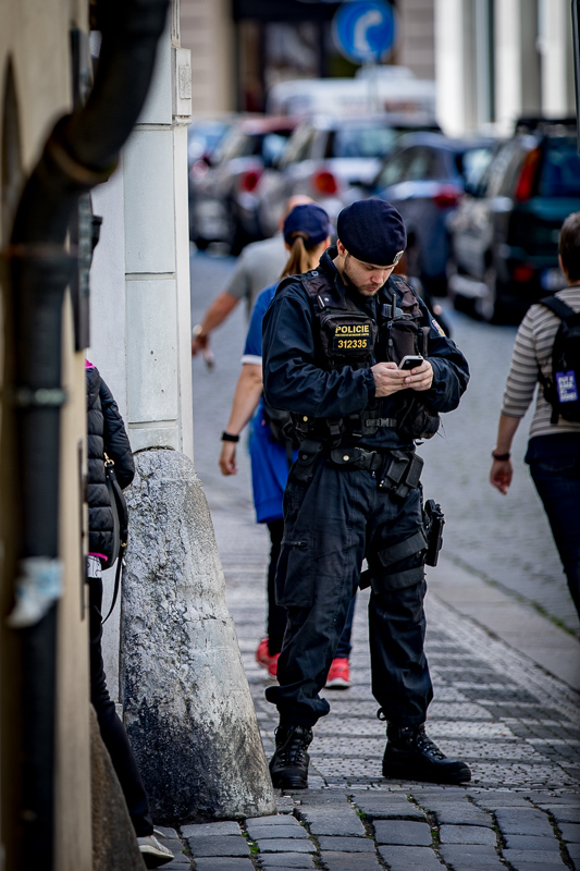 Police in Prague photographed by Tracy Penn